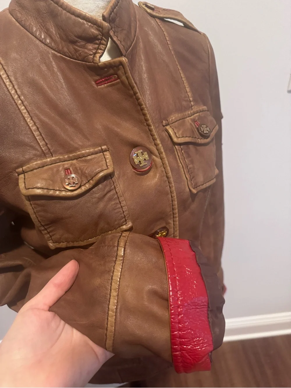 ASO Serena van der Woodsen Leather Tory Burch Jacket - 8